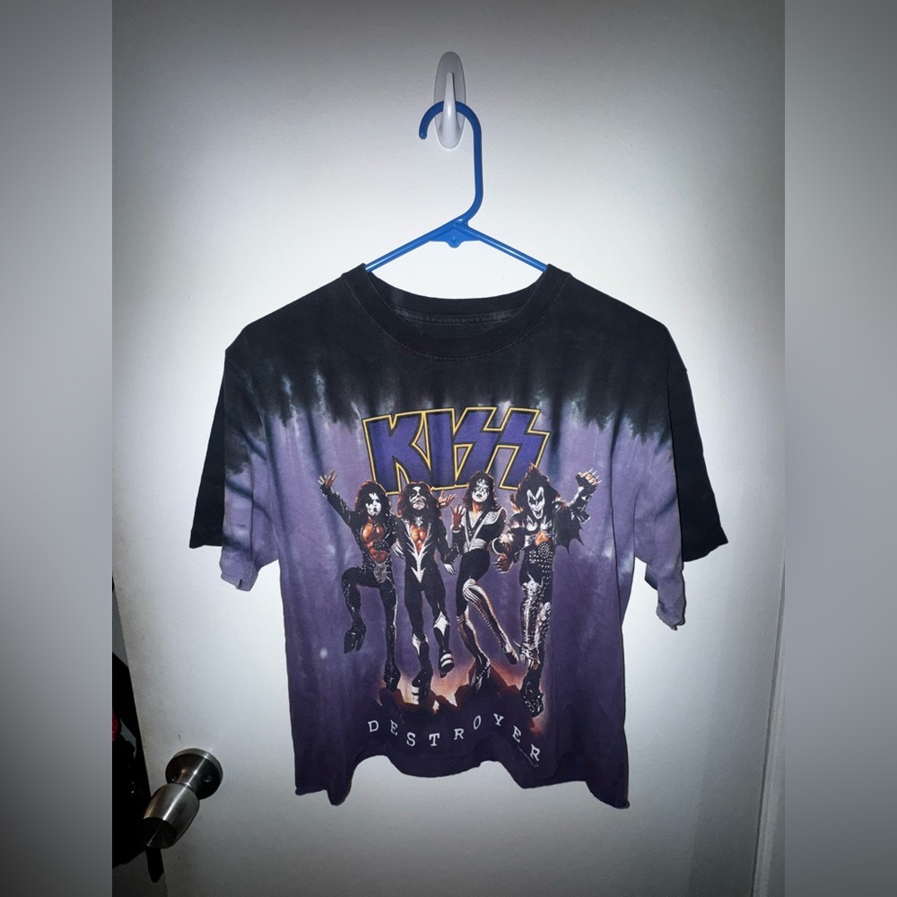 Liquid Blue KISS BAND Crop T